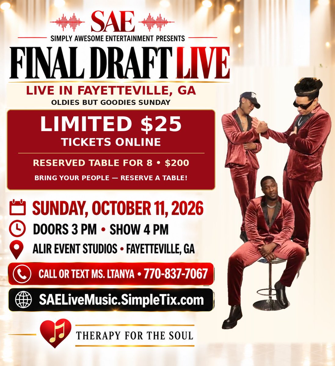 4FinalDraft's tweet photo. Come join Us Oct 11th 🕺🏼🎶🪩

https://t.co/AHUnHLzQmZ https://t.co/RuC89Akivg
