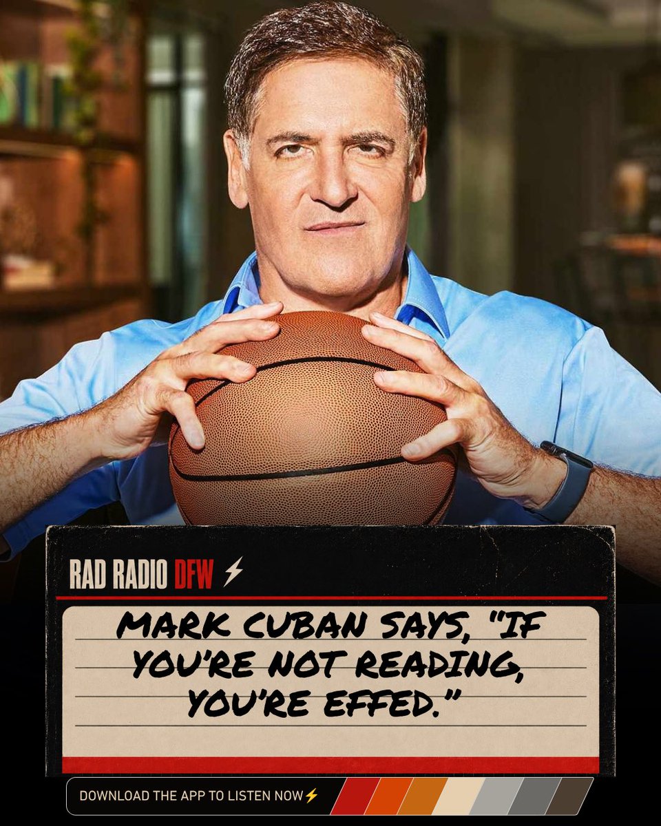 RadRadioDFW's tweet photo. Ok, agreed! We should read more, but Cubes…you might be taking it too far by suggesting that we read at least 3 hours day!His logic? Everything you need to beat your competition is already publicly available—most people are just too lazy to look for it. https://t.co/5WGepYaus2
