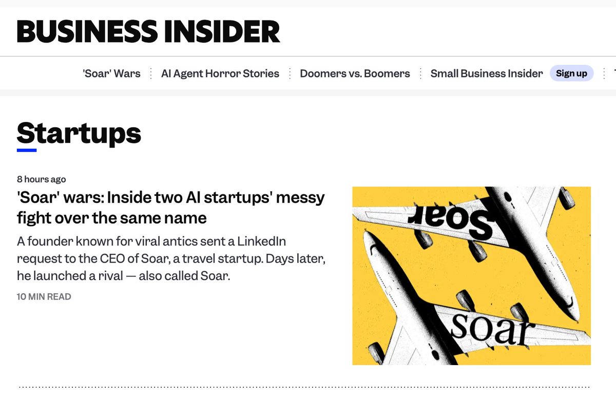 soarapp's tweet photo. Thanks for covering our story @BusinessInsider. Upward and onward ✈️ https://t.co/30zz5Vbdqb