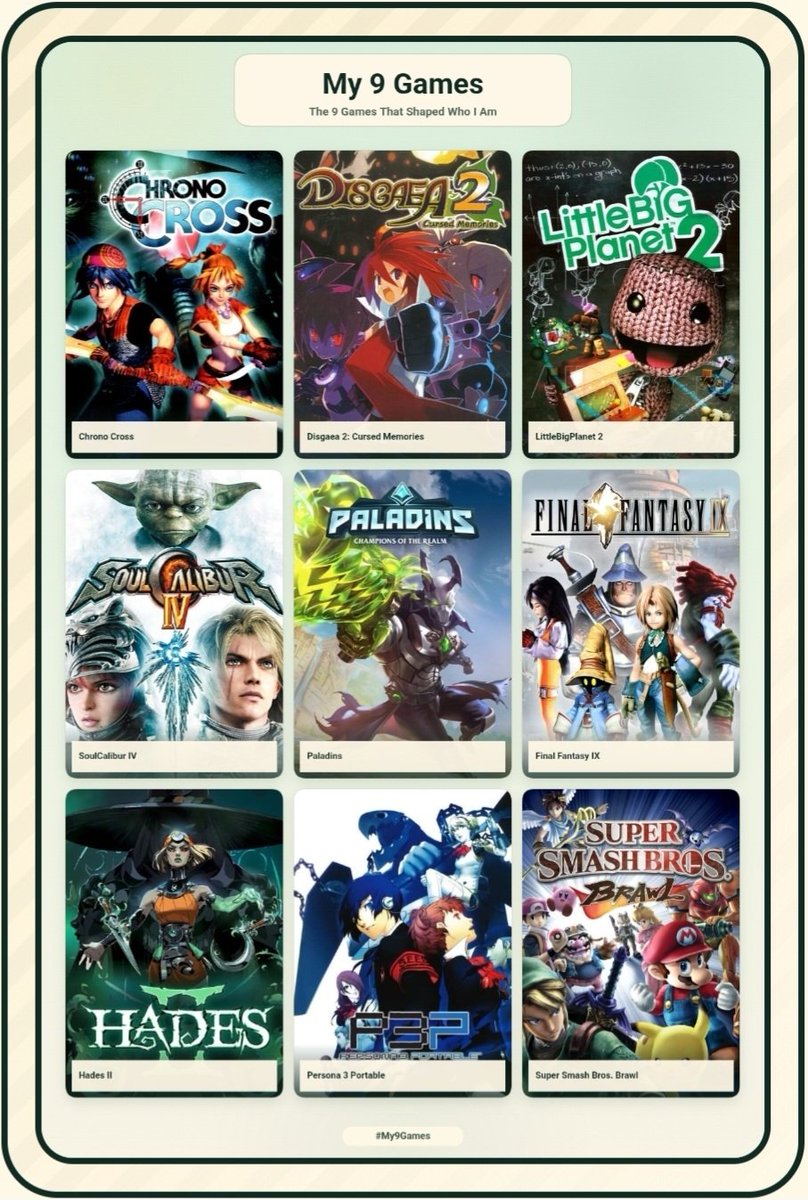 MekaXKitty's tweet photo. Me and the 9 games that have shaped who I am 😼

Yes yes I know I have a thing for 2s idk man. All of these games have had a heavy effect on me as a person. If you've played any of these you might be cool https://t.co/CvdTyMbN8s