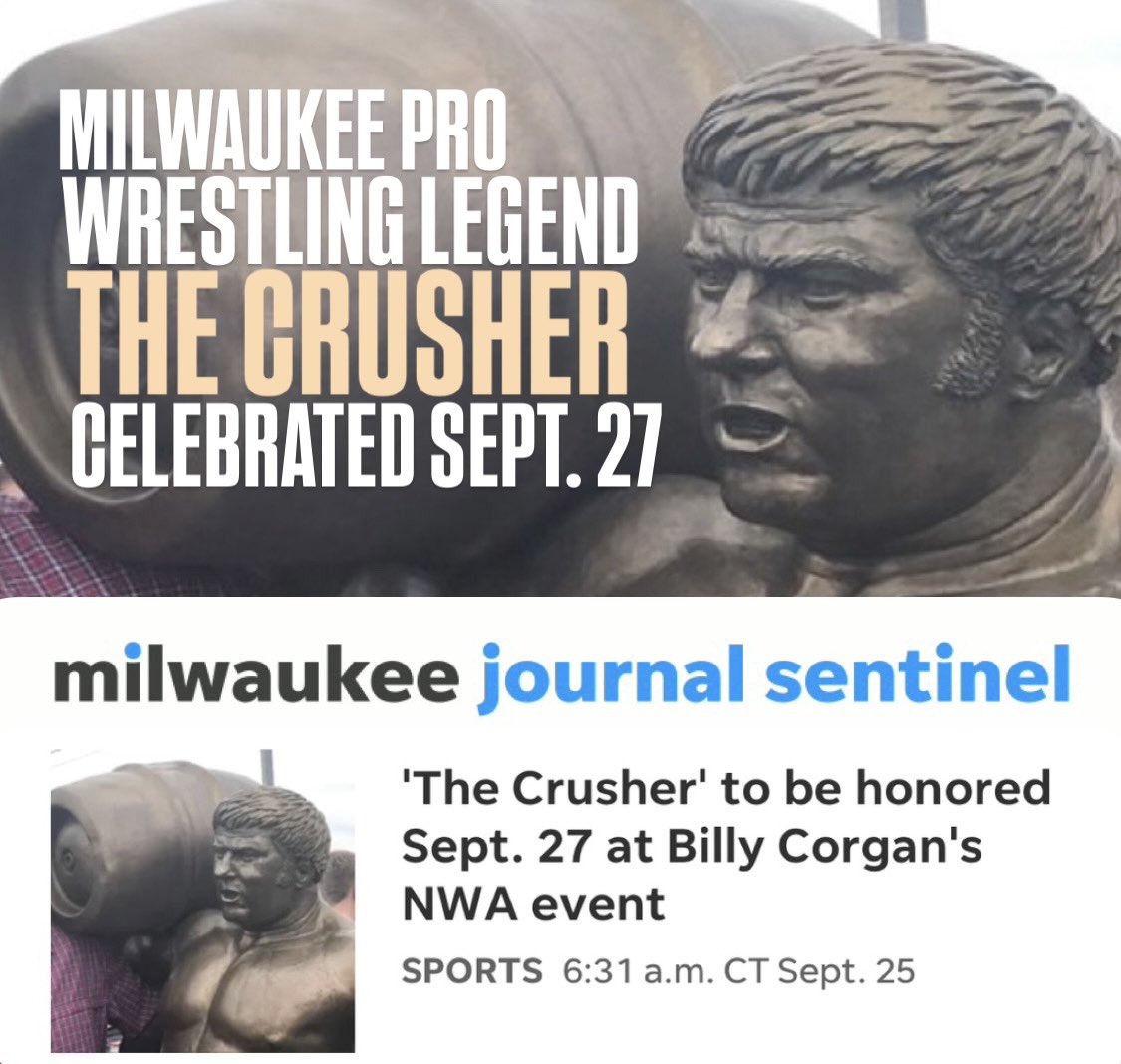 nwa's tweet photo. “The Crusher Honored Sept. 27 at NWA Samhain, Live at Turner Hall Ballroom”

Read this terrific article by @Todd_Rosiak in Milwaukee’s @journalsentinel. 

https://t.co/HERG639LNS https://t.co/qzhGczFFTK