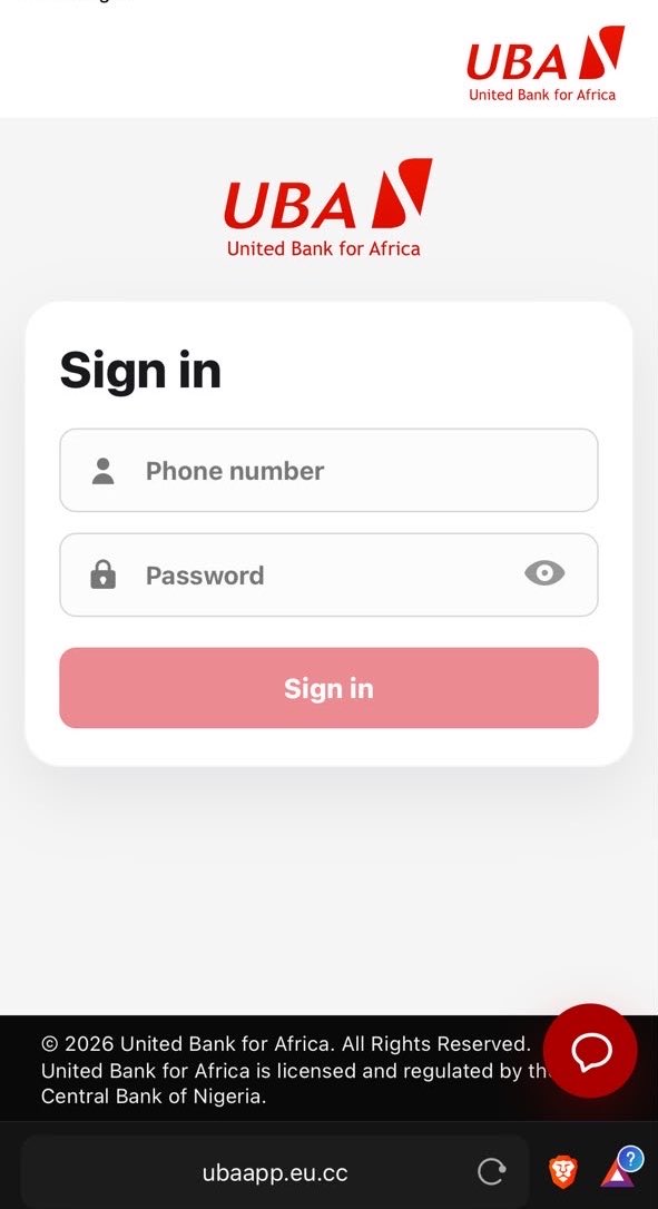Sheriffie's tweet photo. 🚨 Beware ❌

There’s a smishing campaign targeting UBA bank customers, and even the bank’s app has reportedly been cloned.

Please don’t fall for it.

If you receive a suspicious link via text message or email, DO NOT click it.

Instead, open your bank’s official app directly or type the bank’s website address yourself. Never use links from unexpected messages to access your account.

Stay alert. 🔐