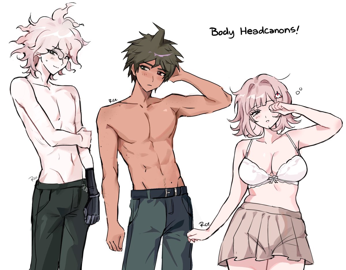 riceyuann's tweet photo. (Srry for repost I had to fix something)
Nagito, Hajime, and Chiaki body headcanons !!
#Danganronpa #NagitoKomaeda #HajimeHinata #ChiakiNanami #Danganronpa2 https://t.co/kCd9R5V5hH