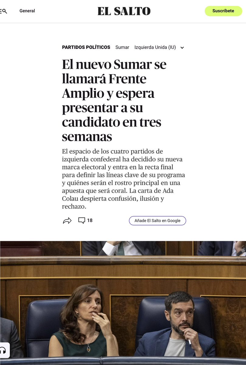 anluma99's tweet photo. Frente Amplio. Nos hacemos un rebranding y ya está  

Sumar, para esquivar el desastre electoral que le auguran las próximas generales, la formación ha decidido mudarse de piel: ahora se llamará Frente Amplio. El problema es que el nombre no es una ocurrencia propia, sino un calco. El término nace en Uruguay en 1971, cuando se funda el Frente Amplio como coalición que reunía al Partido Comunista, al Partido Socialista y al Partido Demócrata Cristiano, entre otros sectores de izquierda y disidentes de los partidos tradicionales.

Pero un cambio de logo no es un giro ideológico; es una operación de marketing de urgencia indudablemente condenada al fracaso: esperan que el electorado no se dé cuenta de que dentro de la nueva caja sigue el mismo contenido. El recurso al rebranding indica que la  política es entendida únicamente como gestión de imagen: si no puedes cambiar la realidad, cambia la etiqueta. Pero los electores, por mucho que se empeñen los equipos de comunicación, no votan logotipos.