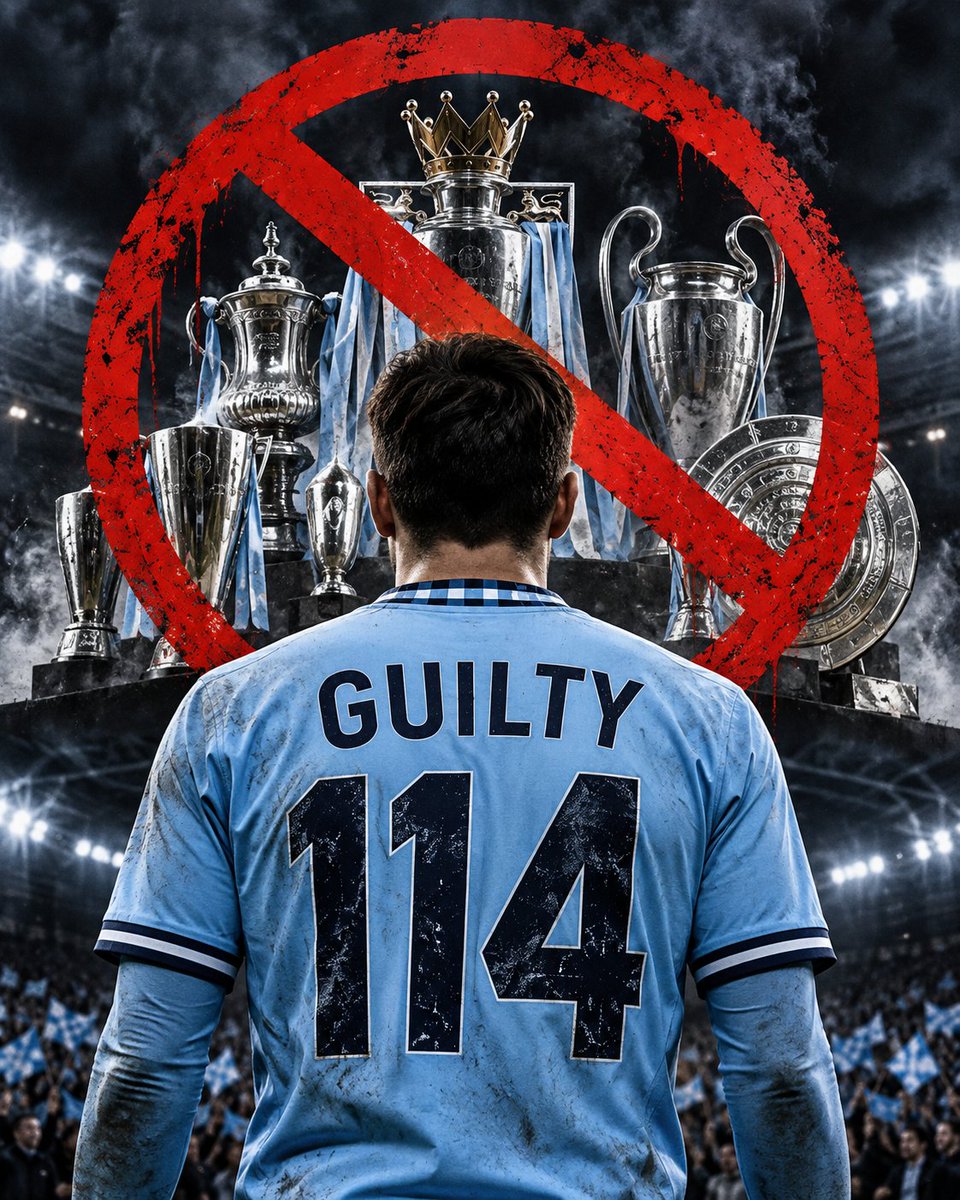 ryandawson4's tweet photo. The verdict is in #Guilty114 70 point deduction, relegation and strip their titles. #mancity https://t.co/9G5OY9VwON