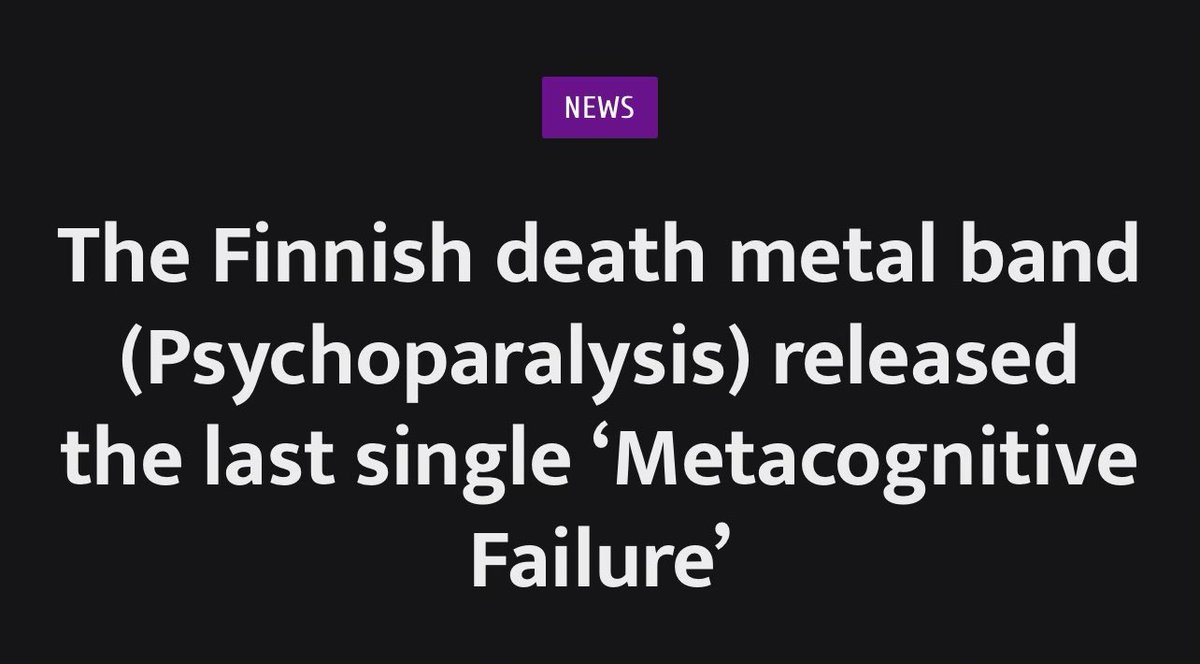 JohnRDallasJr's tweet photo. Metacognitive Failure expressed in metal—music?
Wow!
#Metacognition skills training (MST) now has theme music.
#MetacognitiveFailure can be traced in unsuccessful:
• Sense-making,
• Meaning-making, and
• Decision-making.
#ThinkToThink™ thoroughly.
https://t.co/m8bxdcc0fU https://t.co/jEqRoFVukU