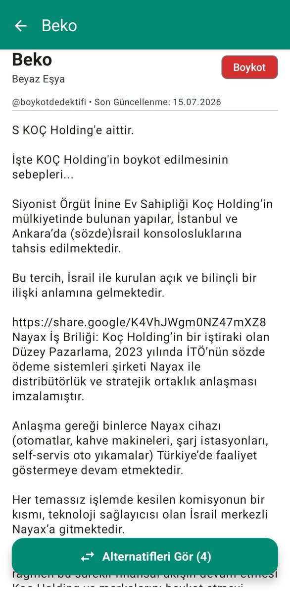 kuracdu's tweet photo. @HurmaEdit Riyakar.Madem soykırımı desteklemiyor İsrail'in yaptığını yanlış buluyor neden firma kazançlarını İsraille paylaşıyor ve ortaklık içinde
Sadece ülkemizdeki insanlar firmalarının ürünlerini boykot etmeye başladığı ve kaybettigi için 3 kuruş para için konuşuyor Artık millet uyandı https://t.co/PCmU8qBQ2T