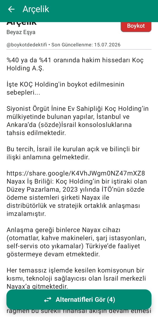 kuracdu's tweet photo. @HurmaEdit Riyakar.Madem soykırımı desteklemiyor İsrail'in yaptığını yanlış buluyor neden firma kazançlarını İsraille paylaşıyor ve ortaklık içinde
Sadece ülkemizdeki insanlar firmalarının ürünlerini boykot etmeye başladığı ve kaybettigi için 3 kuruş para için konuşuyor Artık millet uyandı https://t.co/PCmU8qBQ2T