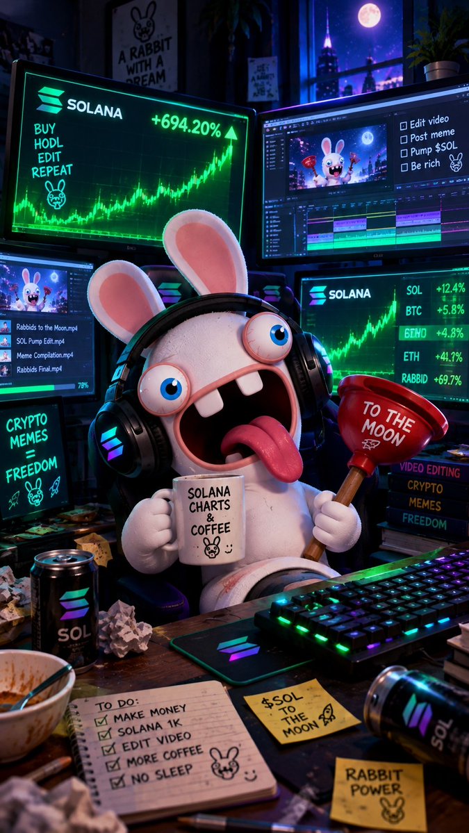 Rabbid_solana's tweet photo. Day 5 of non-stop cooking. 🛠️ While fake devs dump, the $RABBID colony is holding the floor like a rock. 0% dump risk. 💪 Grab your plunger, we are going to the moon! 📷🐇https://t.co/Id5VtDXfN2

TG Colony: https://t.co/1dkTRUVVne

#SOL

#PumpFun #Sol https://t.co/UjuFqXdWHM