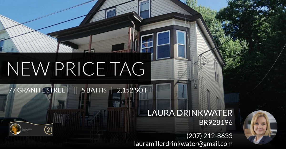 Lauradrinkh20's tweet photo. This 3 unit fully rented with garage also rented is only $159,900!  Great investment for someone!

Laura Drinkwater
Your local expert
Century 21 Advantage
207-212-8633 https://t.co/5UdLRiL6pt
