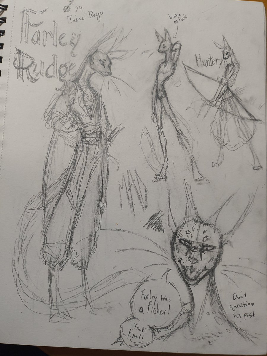 aMadBoxx's tweet photo. Joined a new DND, something about a Fey Carnival so I made a broke ass Tabaxi ranger PC named "Farley". He likes to keep to himself, just don't question his past, he's used to be a fisher and that's that.

#sketch #dnd #tabaxi https://t.co/KBCYBaKKzA
