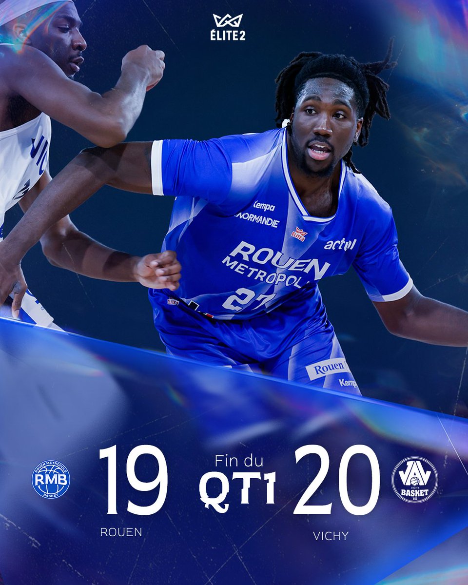 RouenMBasket's tweet photo. [𝗙𝗶𝗻 𝗱𝘂 𝗤𝗧1️⃣]

Nos Léopards sont dans le match, les deux équipes sont au coude à coude

#GORMB #Elite2 https://t.co/GGmEdrY4wm