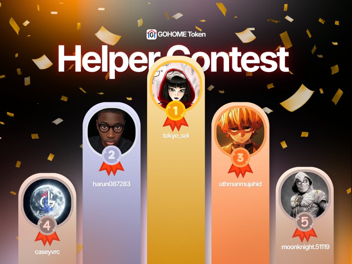 GoHome_Token's tweet photo. 📌 solana:2Wu1g2ft7qZHfTpfzP3wLdfPeV1is4EwQ3CXBfRYAciD Helper Contest Results
Here are the list of honorable top contributors of our community (Discord) this week:

Next Helper Contest Winners will be announced on 1 oct https://t.co/OoBnuFCKbu