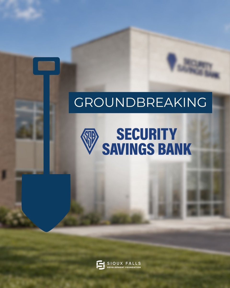 DevelopSF's tweet photo. Join us for a groundbreaking for Security Savings Bank's new Sioux Falls location!

📅 Mon., Sept. 28
⏰ 4:30 p.m.
📍 7111 S. Minnesota Ave. Sioux Falls, SD 57108

Learn more: https://t.co/DCBbfrHYhI https://t.co/QUpJR5XWhI
