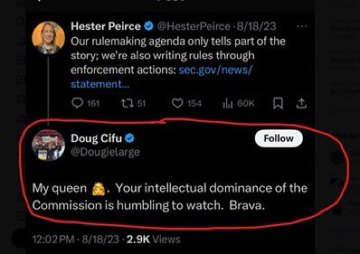 FlyEaglesFly529's tweet photo. Good riddance to Hester the small cap stock molester
The markets are an absolute cesspool as she walks out the door
What HF does she end up at?
Dont forget she's Doug Cifu's "queen"
Right @DanielSickah ? https://t.co/8imZwJjnAN