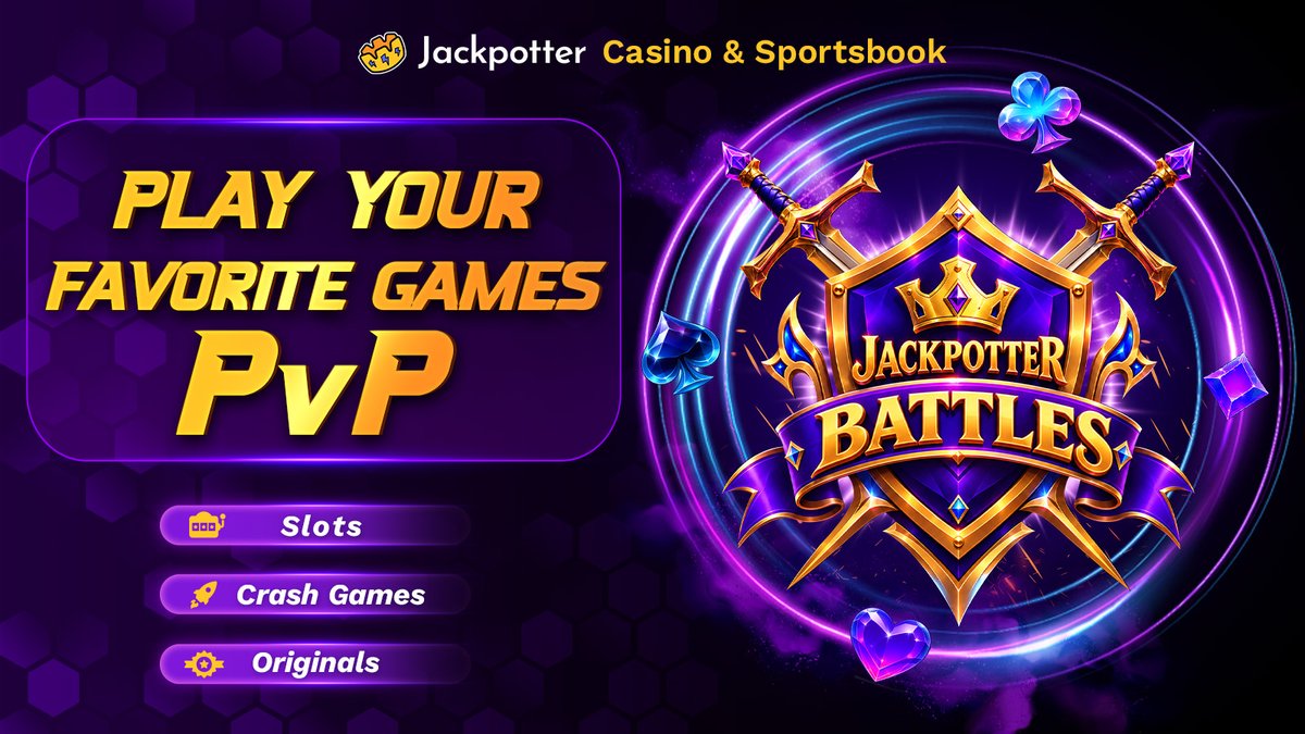 jackpotterCOM's tweet photo. ⚔️ Jackpotter Battles is here!

PvP your favorite slots — same game, same odds, one winner takes it all 🔥

Multiply your winnings on your favourite games -on the house.

✅ Create or join  a Battle of your favourite games - slots, crash games, originals

✅ Winner takes the pool

Create a Battle 👉 https://t.co/fd1EwCzmvh
