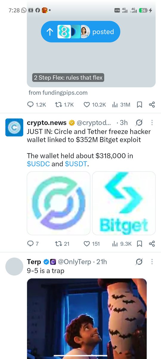 KELVINFX1122's tweet photo. JUST IN: Circle and Tether freeze hacker wallet linked to $352M Bitget exploit

The wallet held about $318,000 in $USDC and $USDT. https://t.co/mQZ1rm13KQ