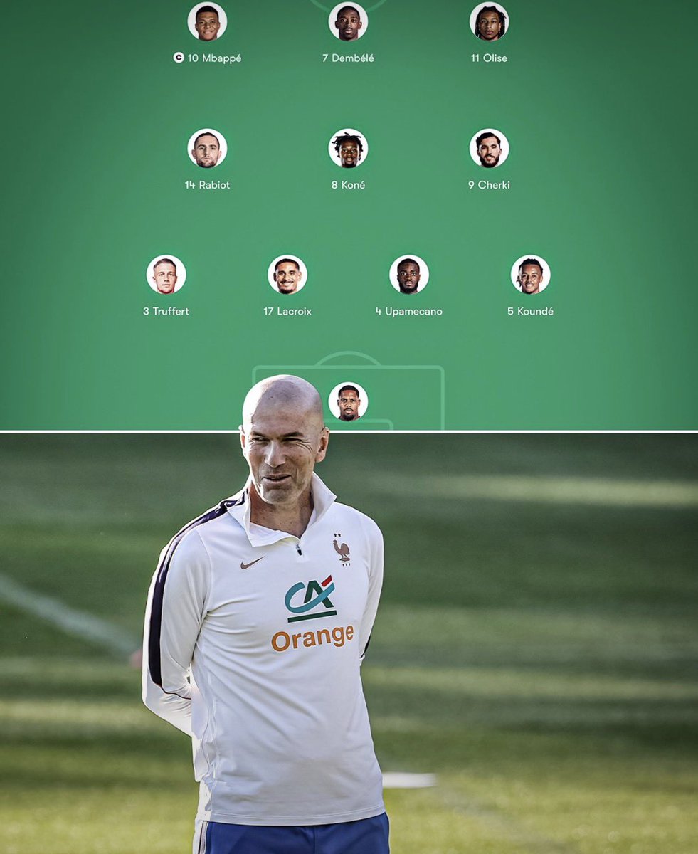 shaphub365's tweet photo. Zinedine Zidane with his first France starting XI 🇫🇷 👀

Follow @ShapHub365 for more ⚡️

Norway | Mavo | Suger Eagles | Portugal | Saka | Madrid | Clipur | Ballon | Erica | Campari | Netherlands | Alex Otti | Ronaldo #NGAMAD #AFCONQualifiers https://t.co/l4yUnqP5ma