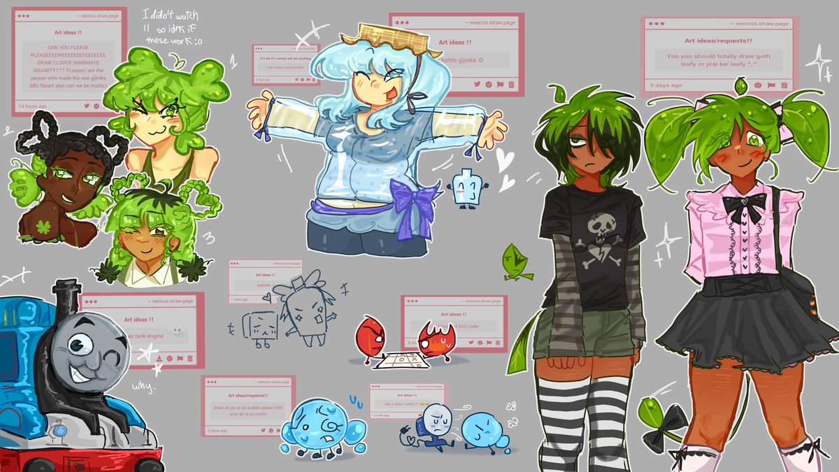veexrus's tweet photo. Requestsssssswow wowowowowowoo theyre closed dont send emmm im struggling here #bfdi #osc #osctwt #bottle #ii #leafy #gijinka #fubble https://t.co/YbNsCHfxjr