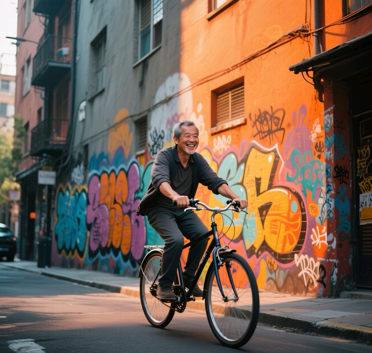 CrystaBarh6za's tweet photo. Caught this cool street corner moment on my way home – old bikes and vibrant street art make the city feel so alive. https://t.co/y5SWuhDt7z