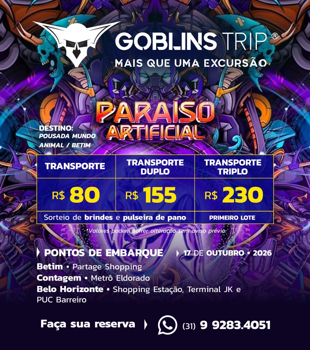 goblinstrip's tweet photo. O lote de transporte vai virar! Dia 29/09 será o último dia com os valores atuais, última chamada para você reservar sua vaga com esses valore! Chame a Goblins Trip 🚌 https://t.co/aVQ6FChi6e