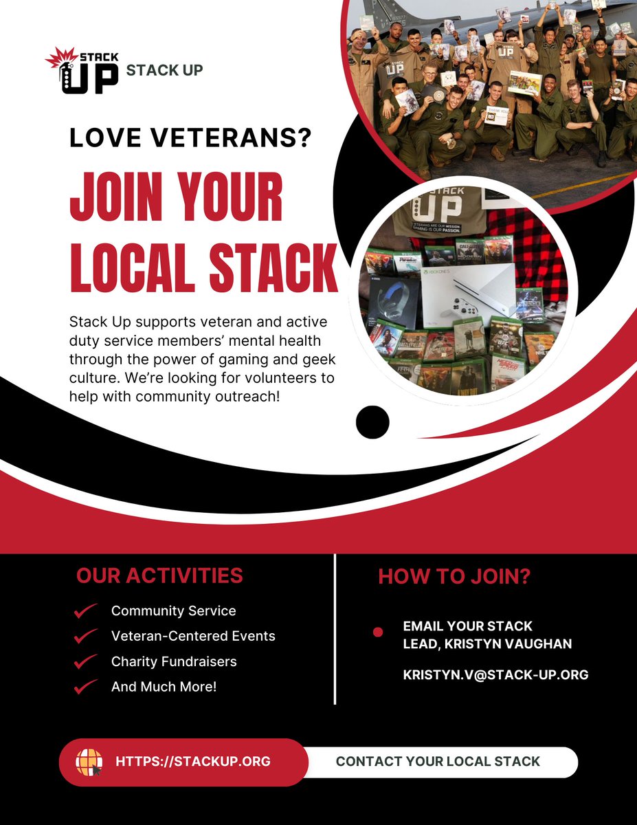 StackUpDotOrg's tweet photo. We've grown to 32 Stacks around the world! Thank you to everyone who has joined our Stacks program with plans to roll out activities to support their local Veterans with Stack Up. 

Looking to volunteer and create communities for Veterans in your area? Join our Stacks program. 
https://t.co/W2jVvOfD5V