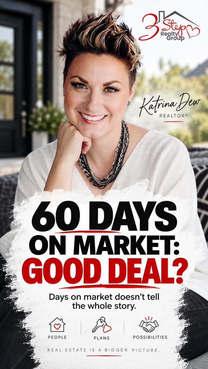3StepRealty's tweet photo. 60 days on market: good deal or red flag?⏳

It gets my attention, but I always ask why it's sitting first?

Bad marketing = opportunity
Unaddressed issues = proceed w/ caution

DM "HOME" if you want real investigation!🏡

#3StepRealtyGroup #RealEstate
Katrina Dew | DRE #01932887 https://t.co/ESuyNFg3TM