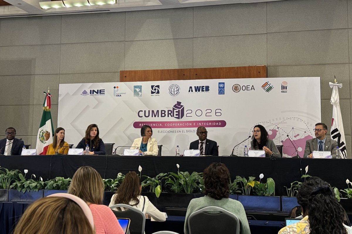 IFES1987's tweet photo. The challenges facing elections are global. So is the community working to address these challenges.

This week, election leaders and experts from around the world are gathered in Mexico City for the 2026 Summit on Resilience, Cooperation and Integrity for Elections in the 21st Century.

IFES’ Fernanda Buril (pictured, second from right) joined the conversation on how elections are adapting to changing contexts and the regional challenges confronting electoral institutions.

Today, IFES President @TonyBanbury takes the stage to discuss “Reimagining Electoral Cooperation in the 21st Century.” In Tony's words: “The challenges facing elections may be global, but so is the community of people committed to protecting them.”

Tony will also participate in today’s closing ceremony -- and that will be online! Tune in. Link in comments. ⤵️ 

A tremendous “thank you” to the International Affairs Unit (CAI) of @INEMexico for organizing this important convening.