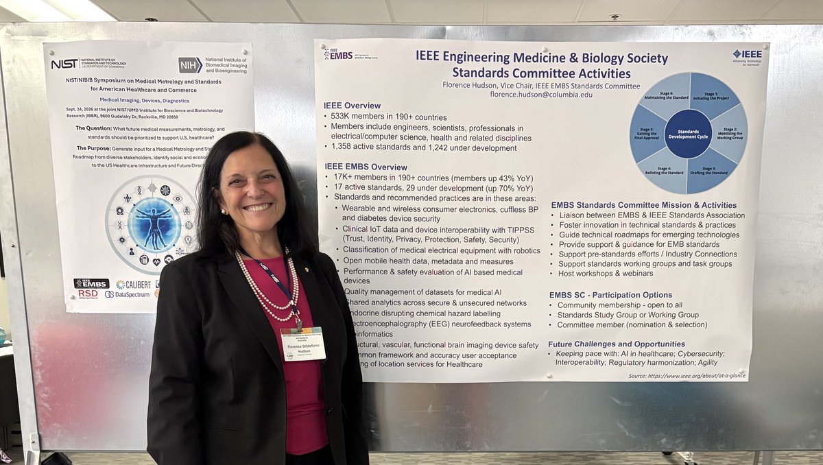 IEEEembs's tweet photo. Thank you to Florence D. Hudson for representing IEEE EMBS at the NIST/NIBIB Symposium on Medical Metrology and Standards for American Healthcare.

More details at https://t.co/5KknrR6L0i.

#IEEE #EMBS #Healthcare #MedicalDevices #HealthTech #AIinHealthcare #HealthData https://t.co/D8eWSwGCAr