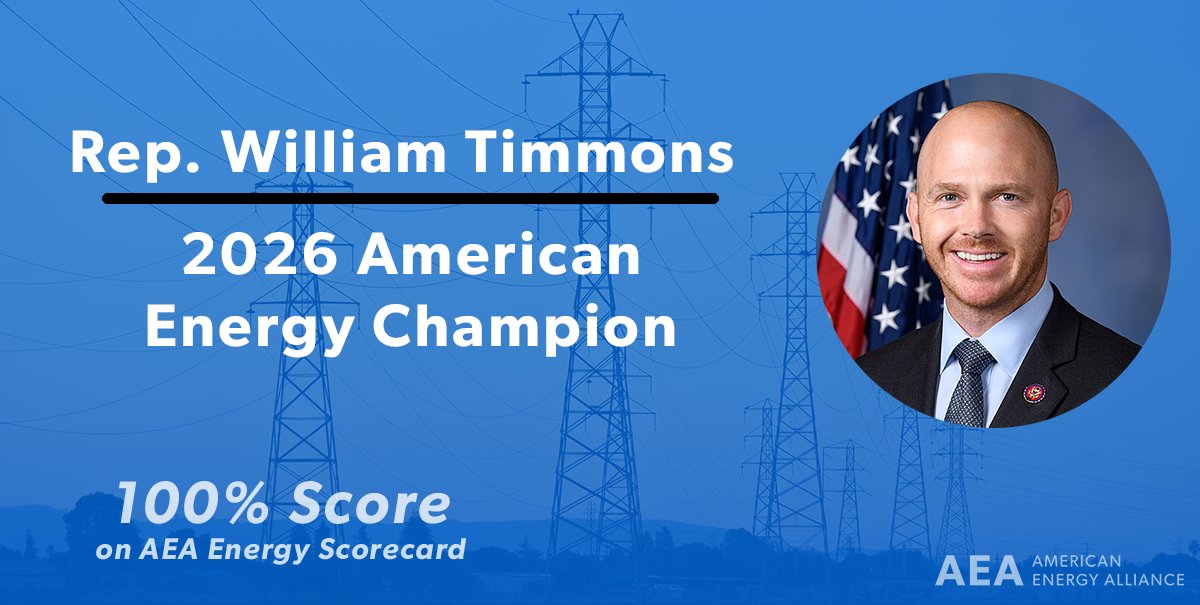 AEA's tweet photo. Congratulations @RepTimmons for scoring a 100% on the American Energy Scorecard! Thank you for being a champion for American energy! https://t.co/W9CTvPi9P4 https://t.co/IaGmjuoApb