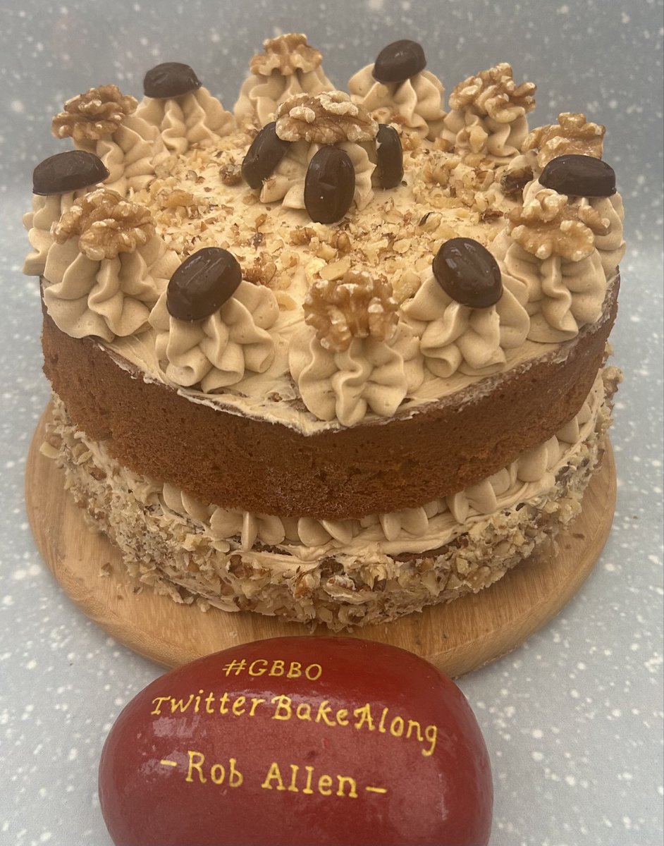 Rob_C_Allen's tweet photo. My rendition of @Nigella_Lawson Coffee and Walnut cake as per @BritishBakeOff Technical Challenge #CakeWeek #GBBOTwitterBakeAlong @thebakingnanna1 https://t.co/79XJZsKY0h