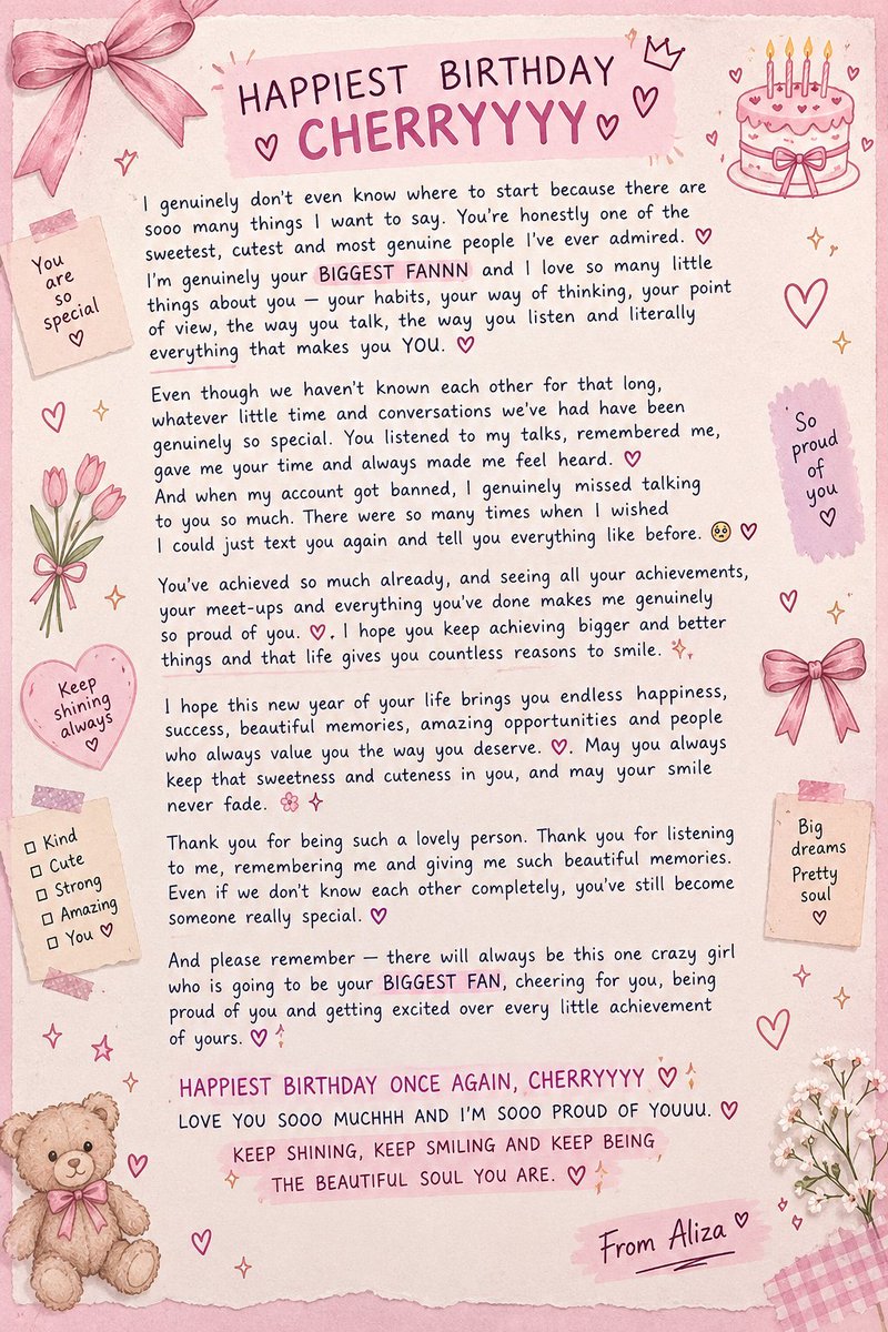 HeewabRazmeet's tweet photo. Happiest Birthday, Cherry 🥹🎂💗
Forever your biggest fan, always cheering for you! 🧿✨ Keep shining, keep smiling &amp; keep being YOU. 🫶🏻
@Moonlitokay 🎂🎉🎉 https://t.co/e44nKPn59n