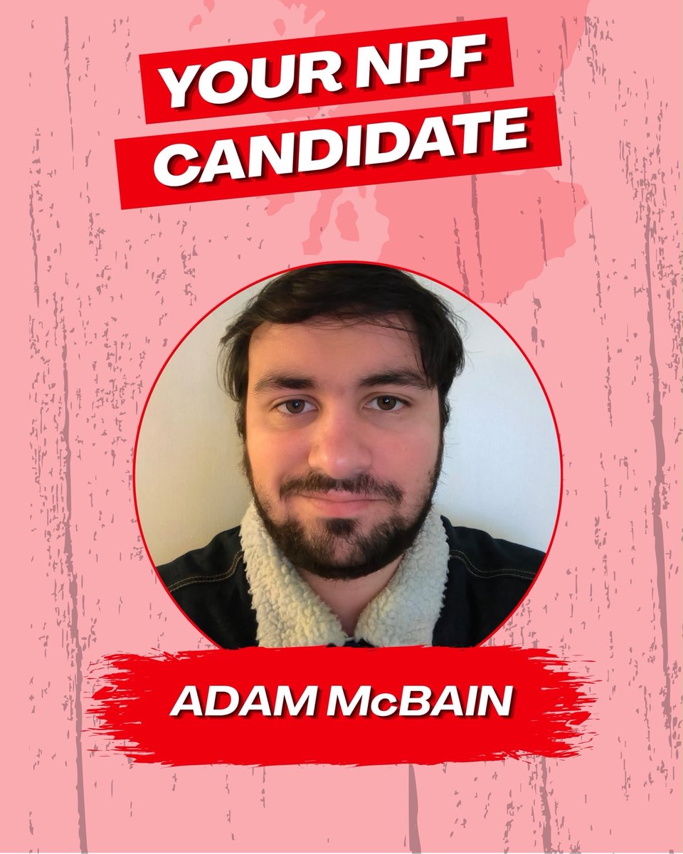 CfSPolicy's tweet photo. Meet the candidates: Adam McBain

Adam is the BAME officer at Stirling CLP. Working as an auxiliary nurse, he is on the frontline of the NHS. He is passionate about anti-imperialist foreign policy and on the NPF he will work hard to end the UK’s complicity in genocide. https://t.co/2JVa4WePZI