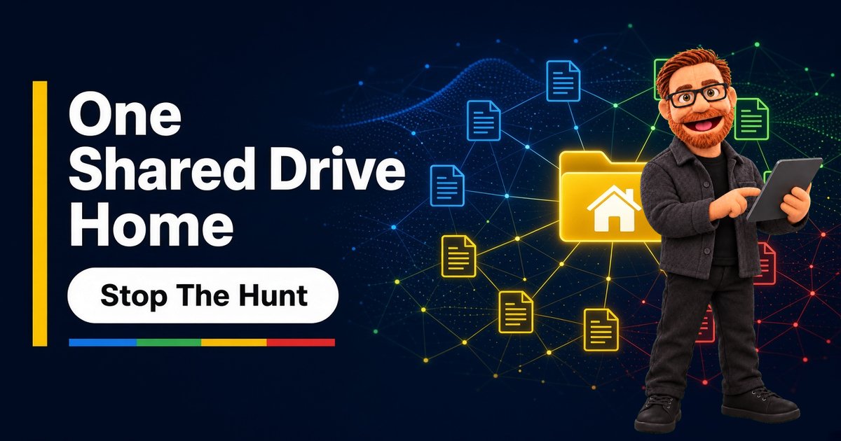 mattwright75's tweet photo. Workspace tip: Shared Drives beat “someone’s My Drive.”

I still see teams hunting the same file in email, chat, and four folders named Final. 📂

One home. Named owner. Then search gets easy.

https://t.co/k7JcqMAVSk

#GoogleWorkspace #SMB https://t.co/3zAuxwvdZc