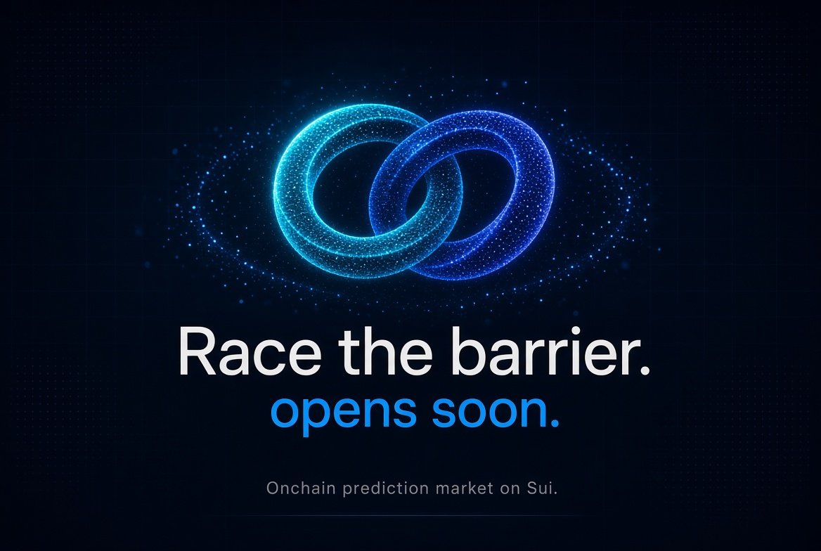 OQEN_TRADE's tweet photo. Race the barrier
An onchain prediction market on @SuiNetwork
Each race opens at the live @PythNetwork  price and sets two barriers: +0.25% and −0.25%

-Call the one it touches first
-Trade until the touch
-Every winning token pays 1 USDC
-Demo is live → https://t.co/s1J1LR8el4 https://t.co/lqEW83fbVU