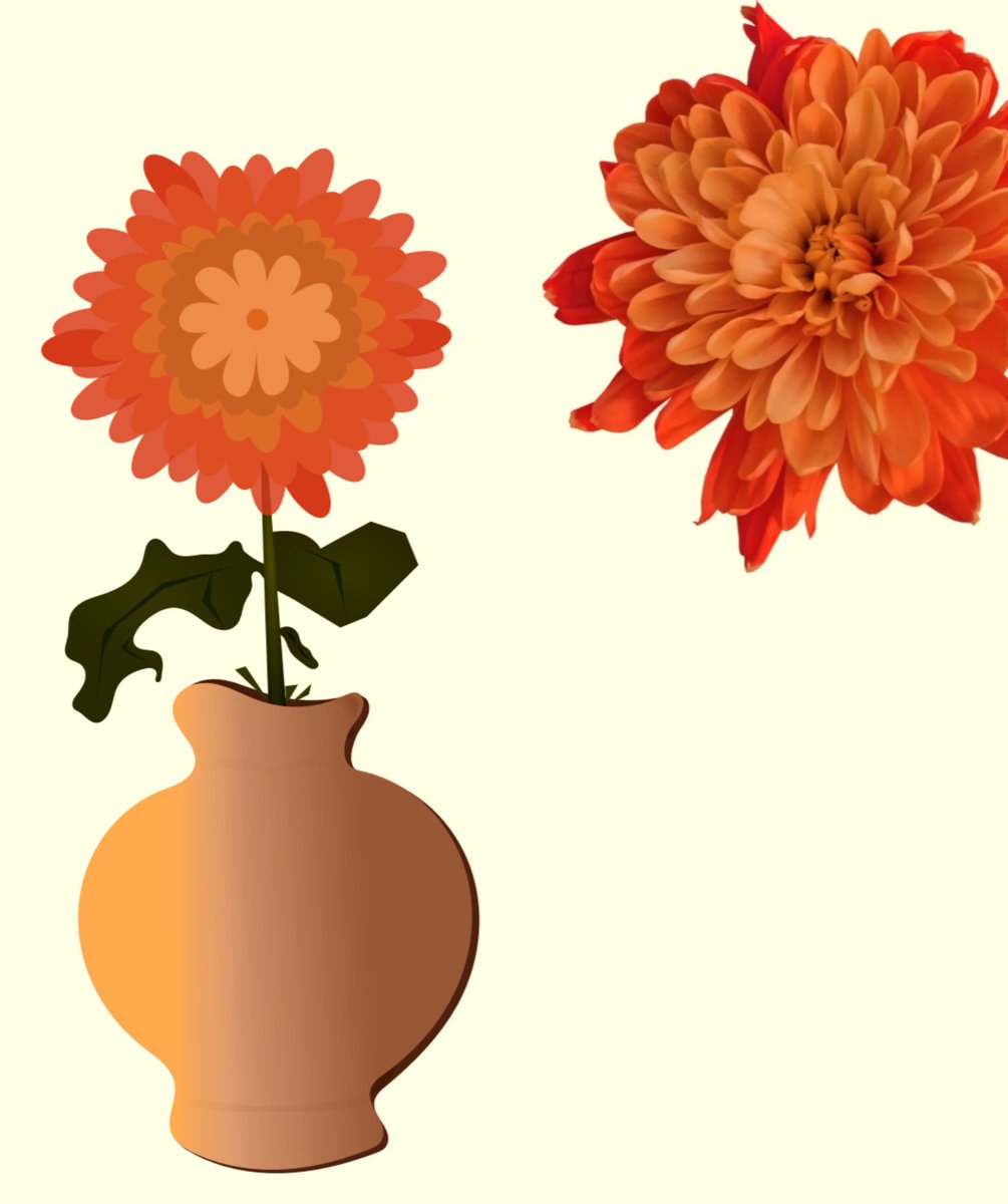 saturninine's tweet photo. um vaso de flor de crisântemo feito em vetores que eu ainda tô fazendo 🏵️🧺🌿
#inkscape #WIP #vetorial #flor #crisantemo #art https://t.co/N4UApCpgDS
