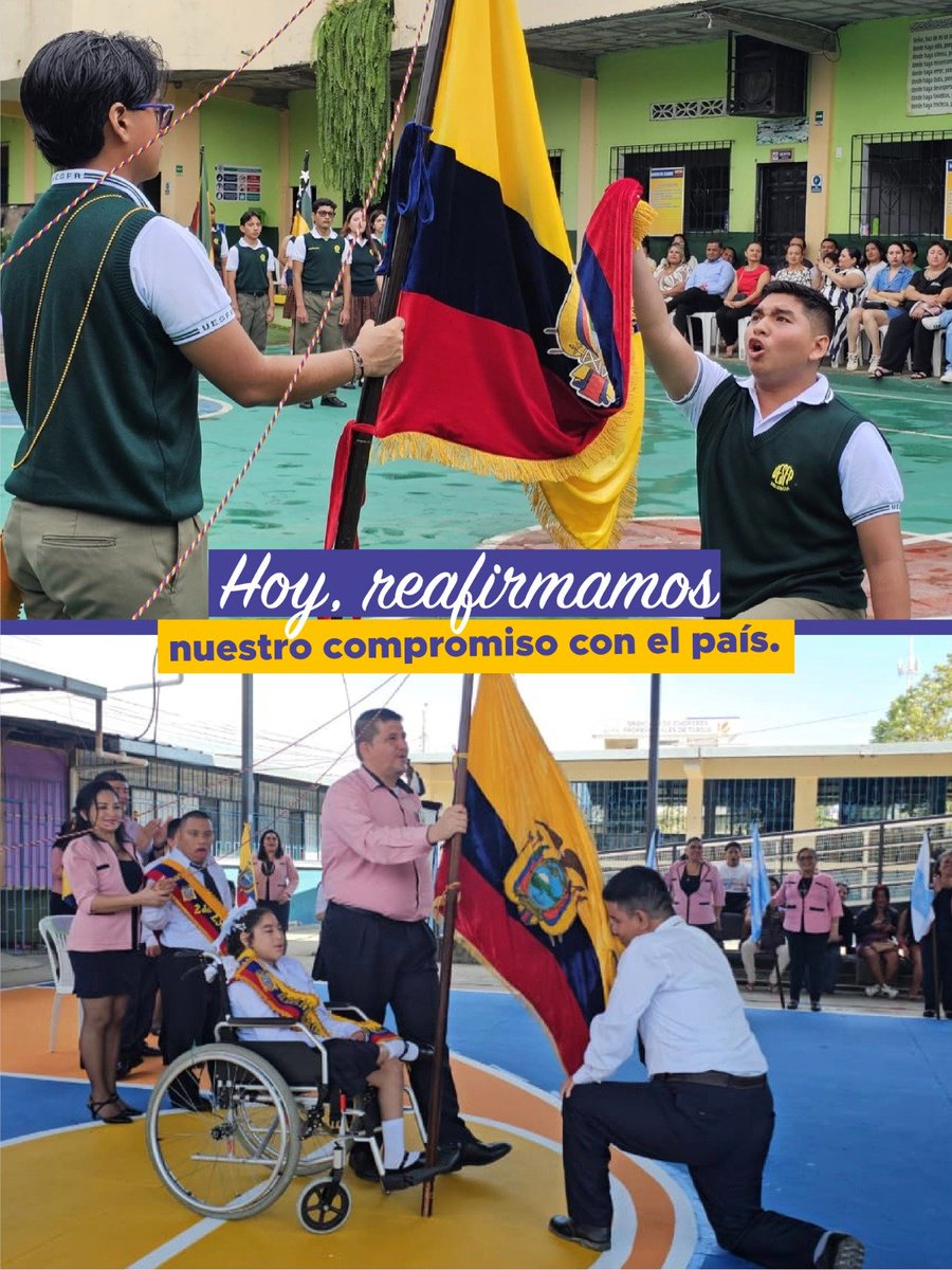 Educacion_Ec's tweet photo. Hoy, 261 mil estudiantes 👧🏻👦🏽 levantaron su mano frente a nuestra tricolor 🇪🇨 y reafirmaron su compromiso con el Ecuador.

En el #DíaDeLaBandera, estudiantes de Tercero de Bachillerato de todo el país, desde distintas culturas, historias y territorios, se unieron en un mismo sentimiento: el orgullo de ser ecuatorianos y el compromiso con su país.

🏫 Desde el Ministerio de Educación, Deporte y Cultura, acompañamos a nuestros estudiantes en estos momentos que fortalecen su identidad, reconocen la diversidad y nos recuerdan que el compromiso con el país también se construye desde las aulas.