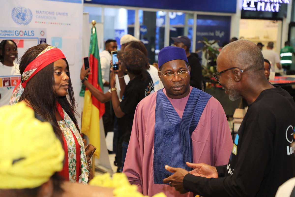 UN_Cameroon's tweet photo. Opening the #SDGWeekofAction at #PlaYce, Yaoundé! 🇺🇳🇨🇲

UN Resident Coordinator @IssaSanogoUN, joined by a MINREX representative &amp; the Head of the UN Human Rights Centre for Central Africa, is engaging with youth, NGOs &amp; partners to inspire action for the SDGs &amp; the 2030 Agenda. https://t.co/ZsL3aLB25q