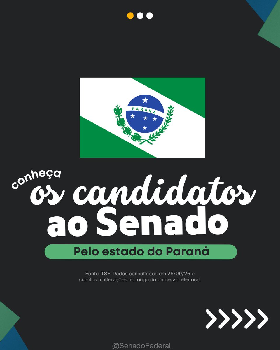 SenadoFederal's tweet photo. Conheça as candidatas e os candidatos
ao Senado no estado do Paraná https://t.co/PPpGTLhZ16