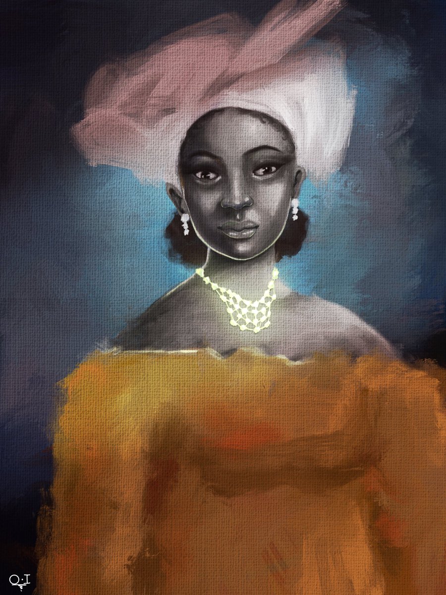 Happicasso's tweet photo. 🫟Obiageri- One who has come to reap wealth. 

I made this work a year ago and for some reason I came back to it today and added a few more details and a befitting title. 

Karmic debt is not always some bad experience. Sometimes, what life owes you is a good time 🩵 https://t.co/cOv8O6GC4B
