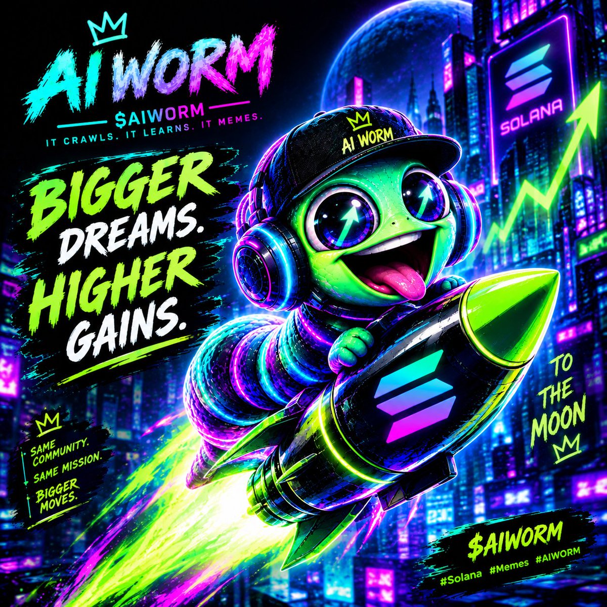 AiWormsol's tweet photo. 🪱⚡ Bigger dreams. Higher energy. $AIWORM #solanagem #pumpfun #solana https://t.co/LRUn0PXN4u