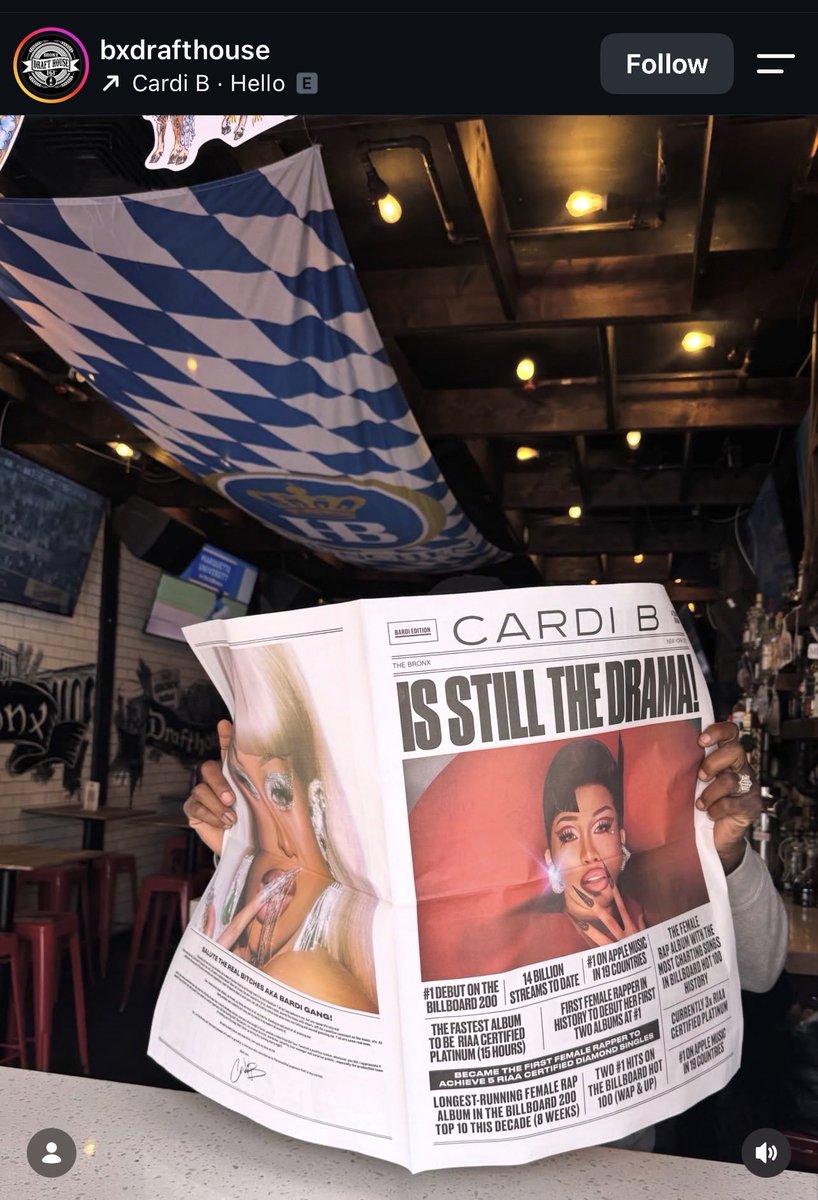CCardib2's tweet photo. The ppl in NYC getting all the tea first 😭 “Cardi B becomes the FIRST FEMALE RAPPER to achieve 5 RIAA Diamond certified singles!” 🤭 https://t.co/xKO8bL57Ur