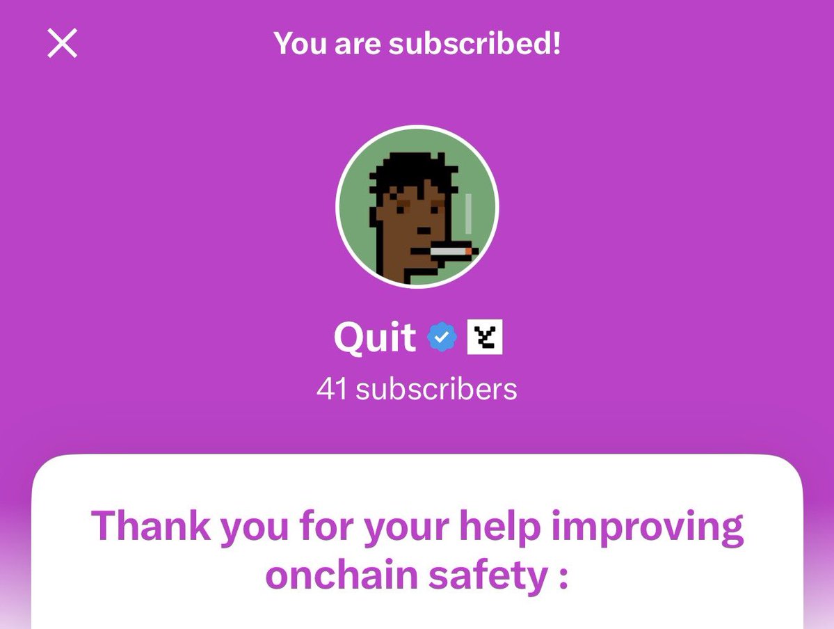morethenhype's tweet photo. We should all be subscribing. 

Even if you were not affected as a founder your community might of. 

Lead by example. 
Thank you @0xQuit https://t.co/9TvVG0eo6P