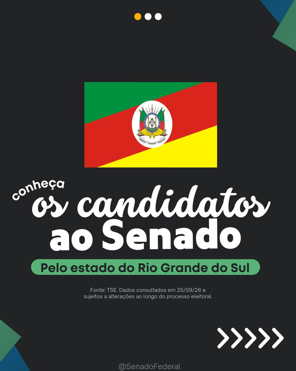 SenadoFederal's tweet photo. Conheça as candidatas e os candidatos ao Senado no estado do Rio Grande do Sul https://t.co/kuloUO4GWo
