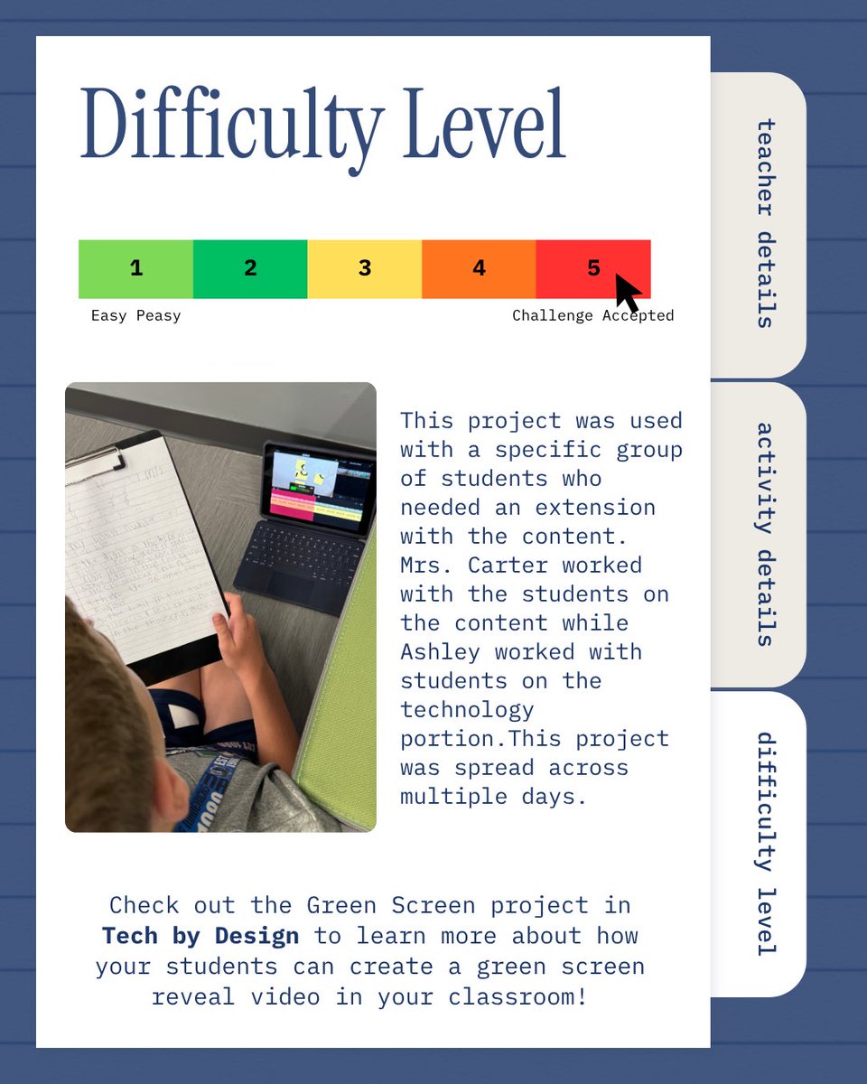 RISDiTeam's tweet photo. Don’t let a level five difficulty level scare you from trying something new! Our #FeatureTeacherFriday this week was a collaboration between Mrs. Carter @brentfieldbobcats & her iTeam specialist! ✨ We love to partner with teachers to brainstorm & try new things. #RISDDreamOn https://t.co/9Ci5s9JWGF