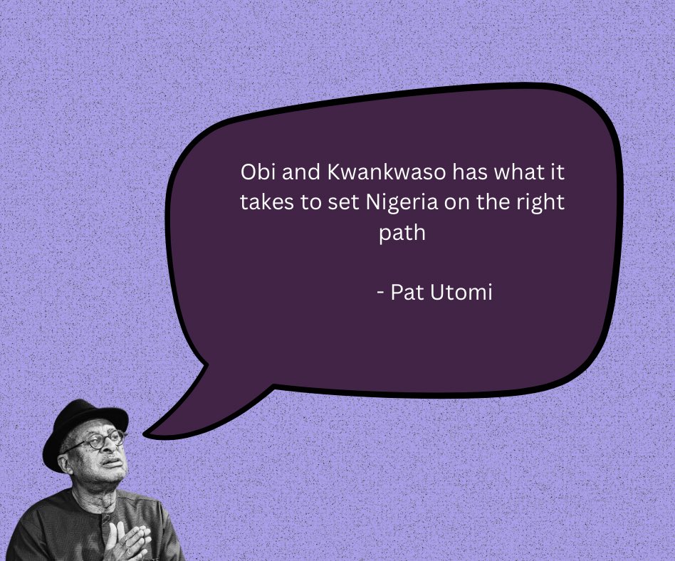 UtomiPat's tweet photo. When we speak about the possibility of a new Nigeria, we must look beyond political slogans and examine the records of those seeking to lead.

Peter Obi demonstrated in Anambra state that the government can be deliberate about education, healthcare and the management of public resources. 

Under Peter Obi's administration classroom blocks were constructed across the state’s 177 communities, mission schools were returned to their churches, and Anambra rose to a high position in NECO results between 2011 and 2013. It was also in Peter Obi's administration that a state-owned teaching hospital which is the Chukwuemeka Odumegwu Ojukwu University Teaching Hospital located at Awka was also established.

Alhaji Rabiu Musa Kwankwaso’s record in Kano tells another important story. His administration invested heavily in education too, including thousands of classrooms, free feeding and uniforms for primary pupils, technical and vocational institutions, laboratories and scholarship programmes that supported a lot of young people in Kano state. 

 Both men have experience translating public policy into programmes that affect the lives of Nigerians in positive ways.

Peter Obi and Alhaji Rabiu Kwankwaso have chosen to work together because they found substantial common ground in their vision and mission for the good of Nigeria.

I believe Nigeria needs leadership that understands production, human capital, fiscal responsibility, education and opportunity.

If we are serious about moving Nigeria from poverty to prosperity, we should pay close attention to the possibilities created when experience, competence and a shared national vision come together.

The task before us is to build a Nigeria where the government works for the people and where every young Nigerian has a genuine opportunity to  achieve greatness.

Peter Obi and Rabiu Kwankwaso are the ones best suited to lead the way forward.