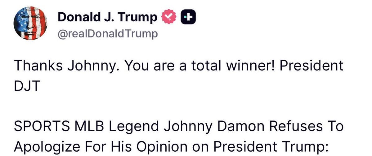 PascalNajodoinX's tweet photo. 🚨 At 12:00AM Donald Trump gave a HUGE shout out to MLB Legend Johnny for NOT apologizing for his strong support of President Trump

LIBERALS CAN’T STAND THIS 🔥 https://t.co/aWk1164pFE