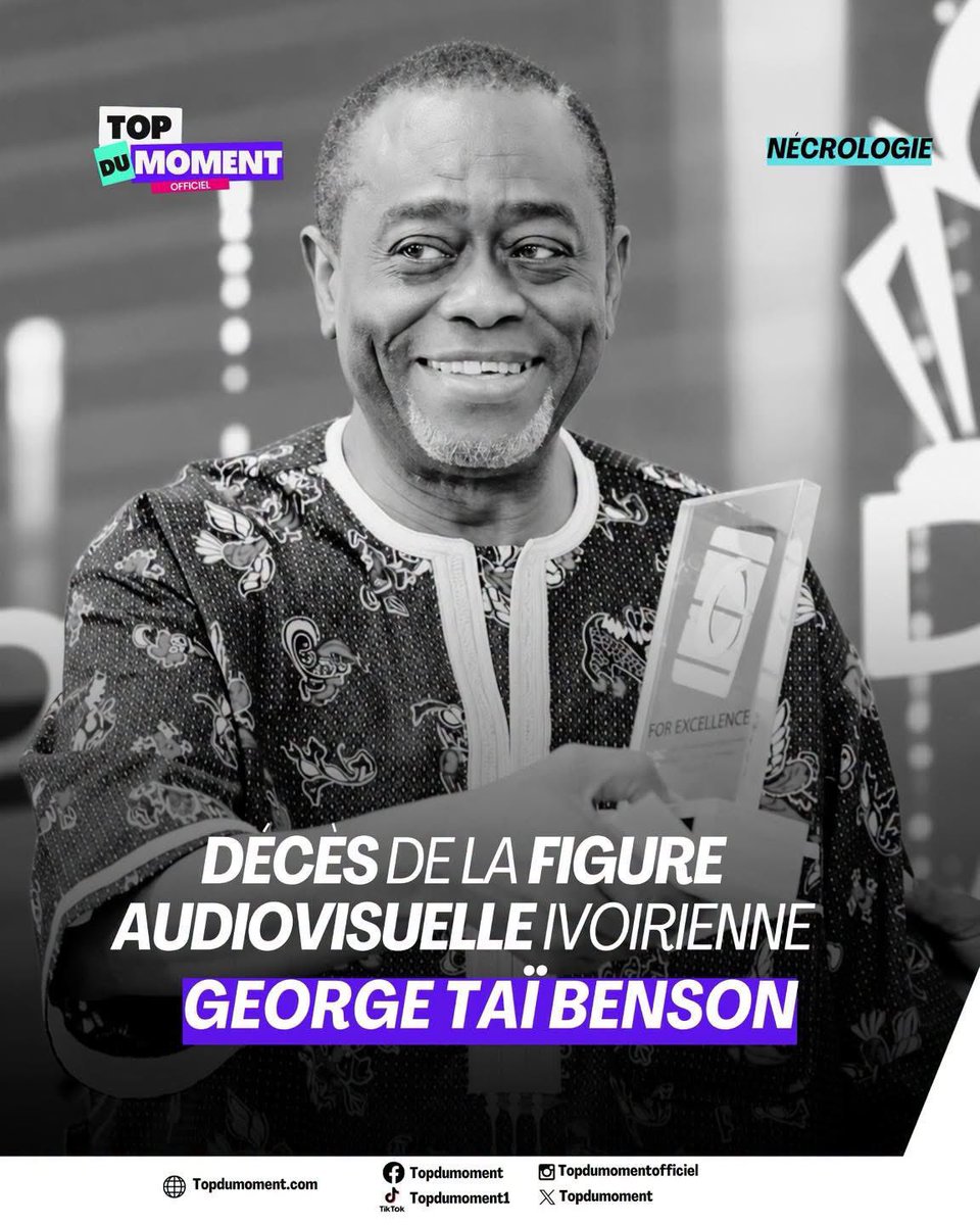 topdumoment1's tweet photo. Décès de l’une des plus grandes figures audiovisuelle ivoirienne 🕊️

Que son âme repose en paix 🙏 https://t.co/VcW3agEPaP
