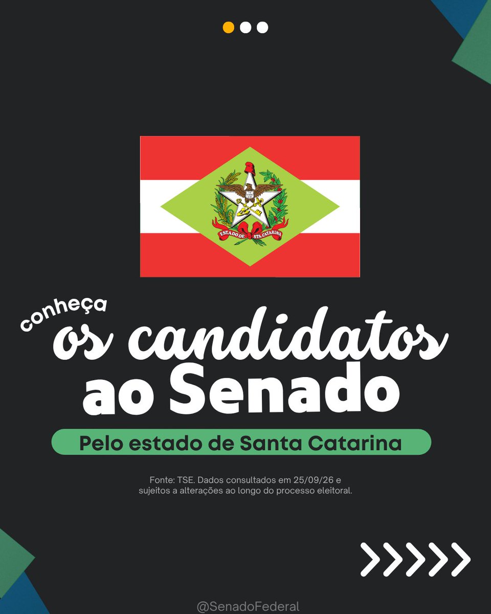 SenadoFederal's tweet photo. Conheça as candidatas e os candidatos ao Senado no estado de Santa Catarina https://t.co/gwgFcgVfvB