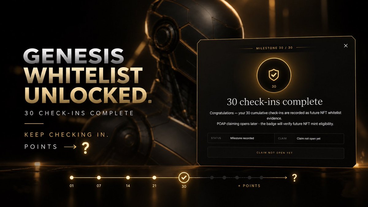 Didotxyz_'s tweet photo. Whitelist secured. 🔓

Think you’re done?

Not even close. 👀

Keep checking in. Keep stacking points.
➡️➡️➡️ https://t.co/LlFjkeg6i2

Every point matters.
You’ll see why soon. https://t.co/cdILHwWLtr
